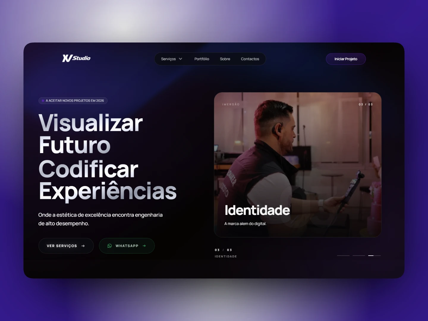 Screenshots from the XV Studio website and contact flow