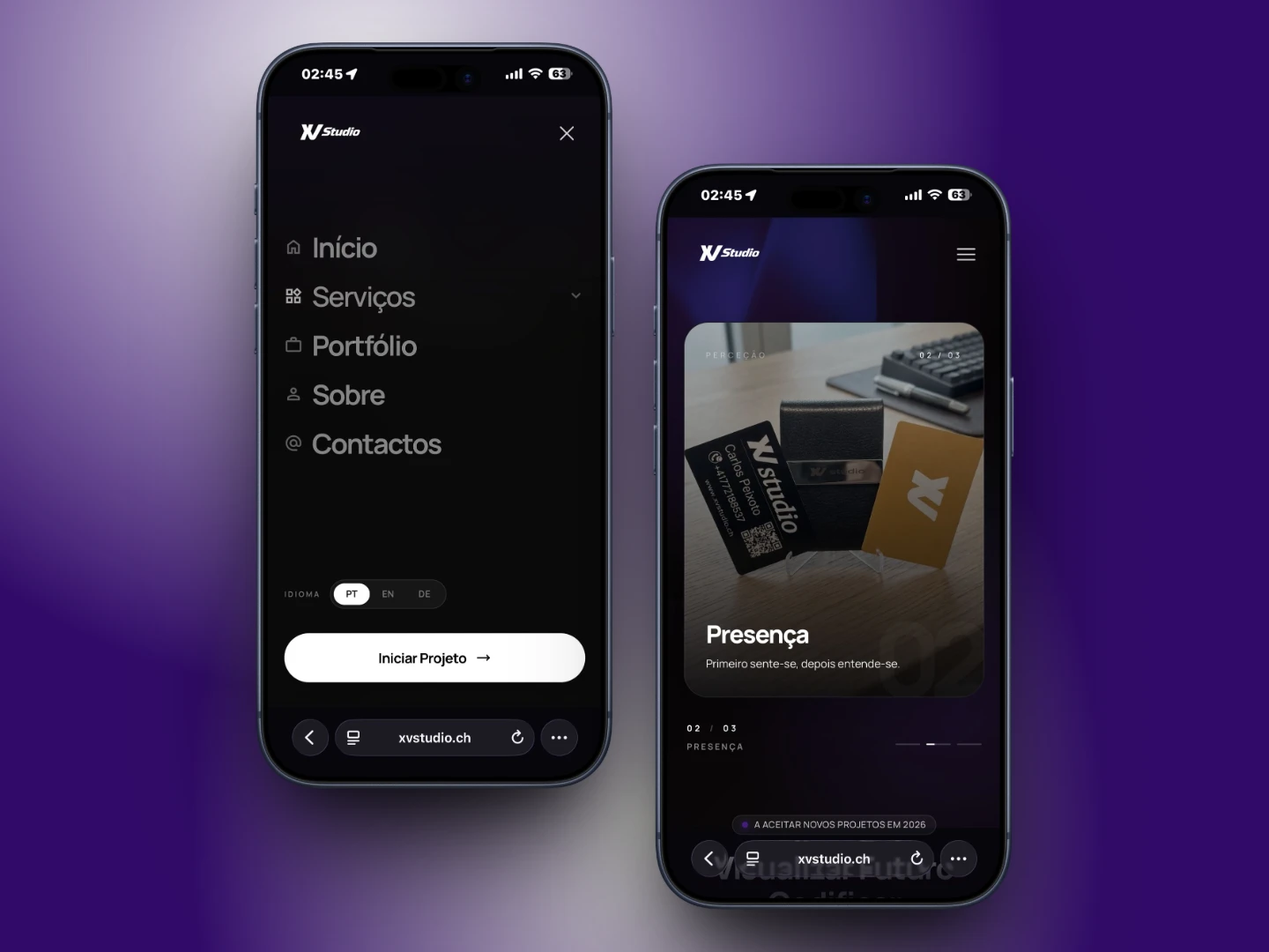 Mobile homepage - XV Studio