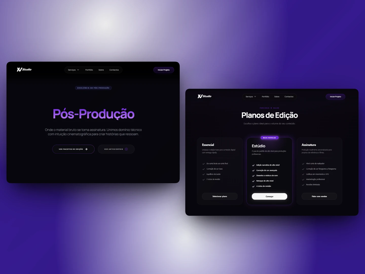 Editing services - XV Studio website