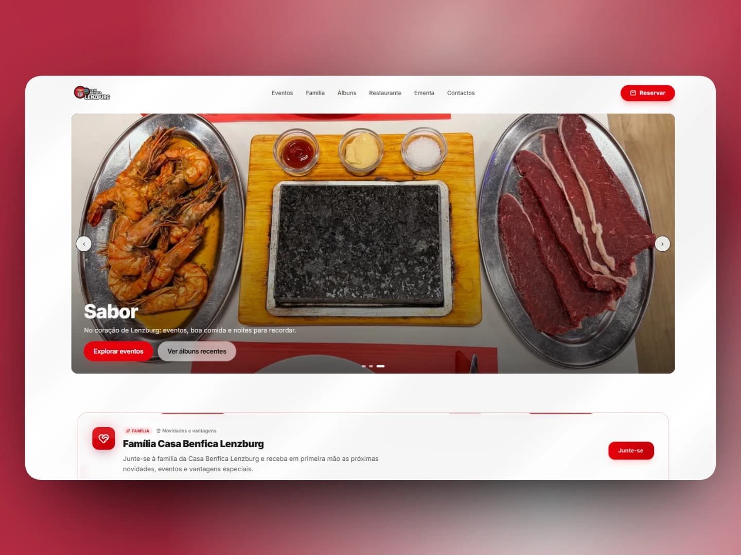 Casa Benfica Lenzburg public website homepage mockup